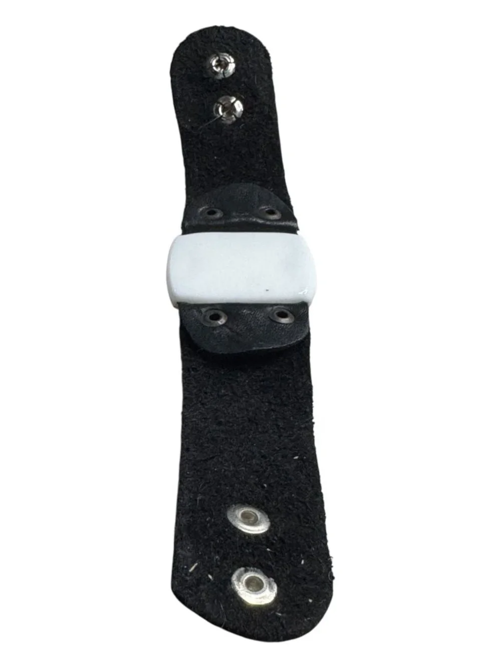 Leather Cuff Bracelet With Ceramic Bird & Floral Design Adjustable Snap Closure